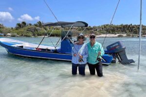 fly fishing from panga boat