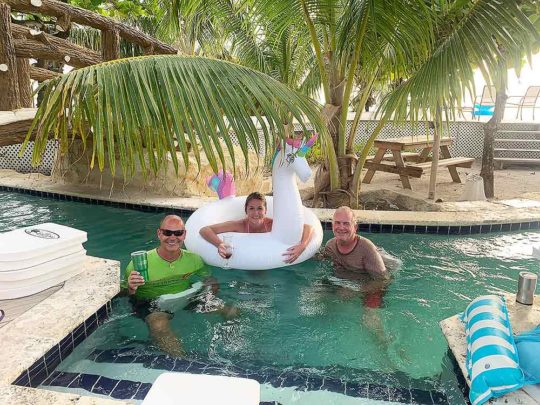 giant floats in the lazy river