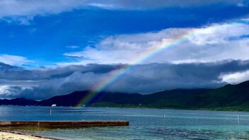 rainbow over water