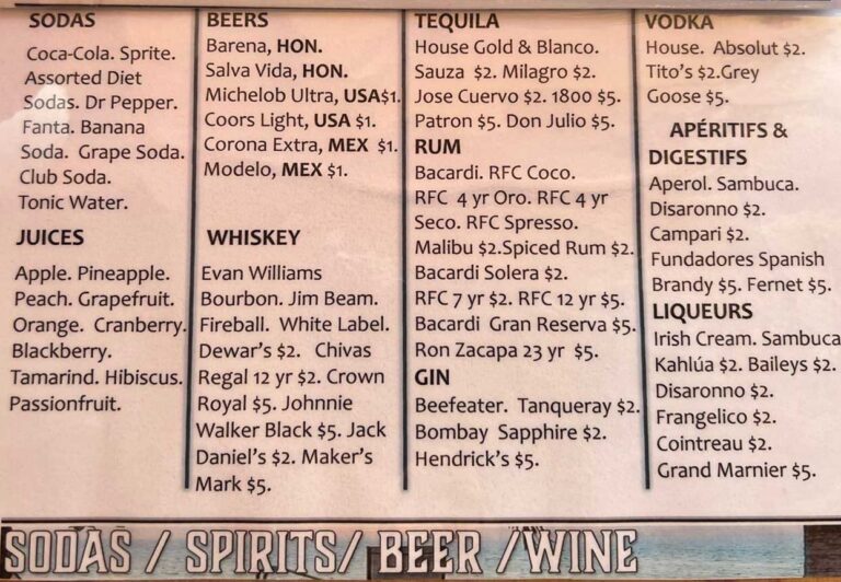 drink brands available at the bar